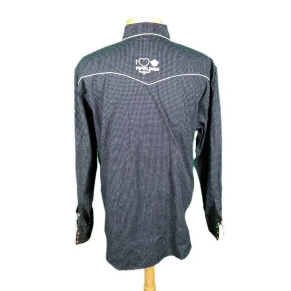 Riley & McCormick XL Blue Dot Pipelines Western Shirt - Picture 5 of 6